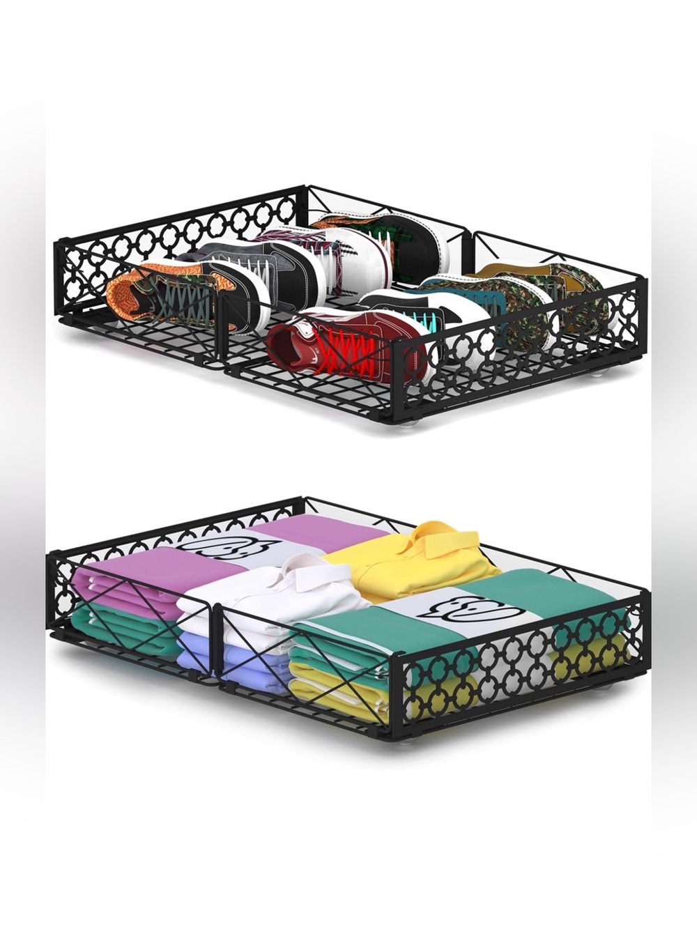 Black Decorative Metal Drawer Organizer Tray for Home Storage